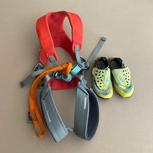 Child’s Black Diamond Momentum Full Body Rock Climbing Harness and Scarpa Shoes!